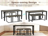 4-Piece Dining Table Set with Bench & 2 Stools, Space-Saving Nested Design, Oak 49005212