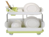 Two-Tier Countertop Dish Drainer, Kitchen Plate Bowl Utensil Holder with Removable Water Tray, 39438606