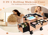 2-in-1 vanity case with sliding front drawer, flat left drawer, detachable caster wheels, aluminum, 06533601