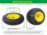 Set of 2 16x6.50-8 Lawn Mower Tires and Wheel Assembly, 4-Ply Tubeless Turf Tread Replacement, 3" W1364P445939