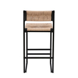 ZUN Honey Bar Stools Set of 2 Paper Rope Weave Dining Chairs with Back Hand Weave Stools for Kichen W1757138691