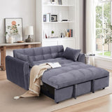 64.9 "3-in-1 foldable large size sofa bed, modern velvet double sofa, sofa bed with adjustable back, W2564P228261