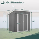 ZUN 6'x4' Outdoor Metal Storage Shed for Garden Tools Lockable Door W2505P197225