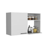 ZUN Napoles 2 Wall Cabinet, Open Storage Shelves, Single Door White B200P242414