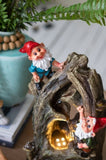 8.3x4.7x13.8" Decorative Woodland Gnome Water Fountain with LED Light, Brown W2078138941