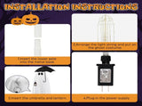 5ft Black & White Umbrella Ghost Halloween Decoration with 100 Warm White LED Wire Lights, 30V 3.6W 46739640