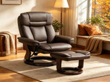 PU Leather Swivel Recliner, Reclining Chair with Footrest, Dark Brown 49357863