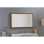 ZUN 48x30 Inch LED Frontlit Bathroom Mirror with Metal Frame, Wall Mounted Vanity Mirror with Smart 72780290