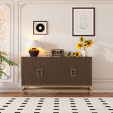 TREXM Retro Style Sideboard with Adjustable Shelves, Rectangular Metal Handles and Legs for Kitchen, N715P232695P