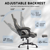 Gaming Chair, Video Game Chair with Massage Lumbar Support and Footrest, Comfortable Ergonomic W2367P288672