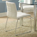 ZUN White Color Leatherette 2pcs Dining Chairs Chrome Metal Legs Dining Room Side Chairs B011136660