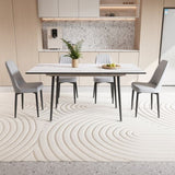 47"-63" expandable dining table set for 2-6 people, equipped with PU fabric thick cushioned dining 60768478