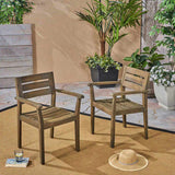 STAMFORD Dining Chairs Set of 2,Acacia Wood Patio Armchair,for Backyard, Poolside, Garden,Grey N762P251941E