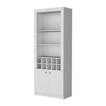 ZUN Clover Bar Cabinet, with wine storage and thre shelves B128P189933