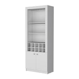 ZUN Clover Bar Cabinet, with wine storage and thre shelves B200P189933