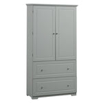 ZUN Wide Bathroom Storage Cabinet, Freestanding Storage Cabinet with Two Drawers and Adjustable Shelf, WF312729AAE