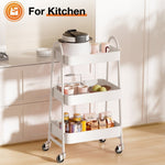 ZUN 3 Tier Small Rolling Cart, Metal Utility Storage Organizer Kitchen Trolley Bathroom Laundry Room Bar 03465103