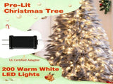 6FT Gray Pre-Lit Feather Style Christmas Tree, , 430 Branch Tips, 200 Warm White LEDs, Hinged 09425013