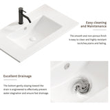 24 inch Bathroom Vessel Sink, Ceramic Bathroom Vanity Sink Top with Overflow, No Drain Convenient W3402P324578