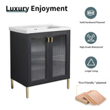 28 Inch Freestanding Bathroom Vanity Plywood With Ceramic Sink, Soft Closing Door W999139423