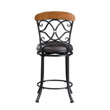 1pc Counter Height Swivel Chair Faux Leather Upholstered Black Metal Frame Dining Furniture B011P287563