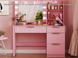 4-Drawer 2-Shelf Dressing Table with 10 Tri-Color Light Bulbs Particleboard with Textured Melamine 30485718