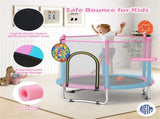3-in-1 Kids Trampoline 60" with Basketball Hoop & Dartboard, Gap-Free Jumping Mat Toddler Trampoline 38668016