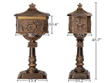 Cast Aluminum Mailbox with Post, Heavy Duty Postal Box with 2 Keys, Baffle Door, Expansion Bolts, 34328138