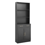 ZUN Bathroom Storage Cabinet, Cabinet with Two Doors and Drawers, Adjustable Three-layer Open N725P186645B