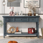 ZUN Classic Retro Style Console Table with Three Top Drawers and Open Style Bottom Shelf, Easy Assembly 41543820