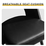 2 Pcs Black PU Swivel Bar Stools with Open Backrest & Metal Legs 03553805