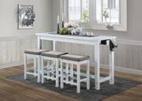 4pc Counter Height Dining Set White Finish Counter Height Table w Drawer Built-in USB Ports Power B011P151857