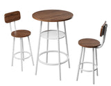 3-Piece Bar Table Set with 2 Bar Stools Modern Pub Table with Backrests & Storage Shelf W578P303852