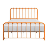 Metal Bed Orange Finish Queen Platform Bed 1pc, Bed in a Box B011P265602