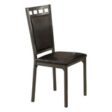Black Finish 5pc Dinette Set Faux Marble Top Table and 4x Side Chairs Faux Leather Upholstered Metal B01177677