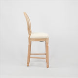 Hengming French Country Wooden Barstools With Upholstered Seating , Beige and Natural,set of 2 W212P185979