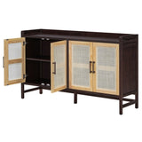 TREXM Rustic Sideboard with Decorative Rattan Doors and Adjustable Shelves for Entryway, Dining N715P203848D