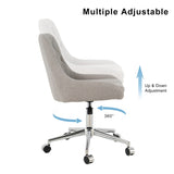 Modern teddy fleece fabric with chrome legs living room furniture dining chair, soft and W210127513