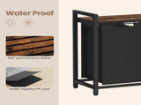2-Compartment Laundry Hamper with Removable Bags & Storage Shelf, Rustic Brown/Charcoal Grey 47351774