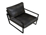 Modern Accent Chair Cushioned Seat Dark Gray Faux Leather Upholstery Black Metal Frame 1pc Style B011P255744