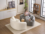 LY-042 S-Curved Chenille Sectional Sofa Dual-Depth , White, No Assembly, Compact for W2231P329713