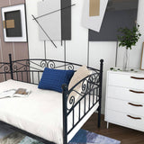 Metal Daybed Frame Multifunctional Mattress Foundation/Bed Sofa with Headboard, Twin, Black W840100846