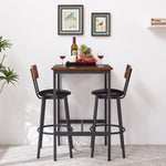 ZUN Bar Table Set with 2 Bar stools PU Soft seat with backrest, Rustic Brown, 23.62'' W x 23.62'' D x W1162104643