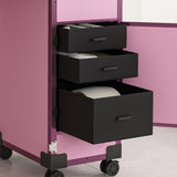 Portable Nail Art Table w/ LED Mirror, Bluetooth, Lockable Drawers, Telescopic Pole - Folding W2700P303416