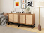 ZUN Set of 2, Natural rattan, 2 door cabinet, with 1 Adjustable Inner Shelves, rattan, Accent Storage W688P144549