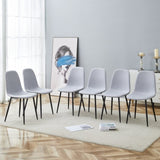 Comfortable Linen-Cotton Dining Chair Set - Six Pieces in Light Gray.Integrated Seat and W1151P228096