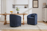 ZUN 059-Set of 1 Chenille Fabric Dining Armchair With Back Cushion and Universal Wheels,Blue 48471642