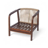 28" Outdoor Lounge Chair with Woven Backrest, Solid Wood Frame, Comfortable Cushions, and Curved N767P255015D