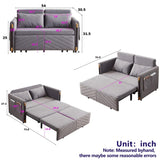 MH 54" Modern Convertible Sofa Bed with 2 Detachable Arm Pockets, Velvet Loveseat Sofa with Pull Out W1193P254888