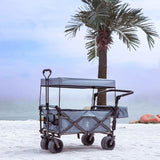 Collapsible Wagon cart with Removable Canopy, Large All Terrain Wheels, Brake, Adjustable 09626467